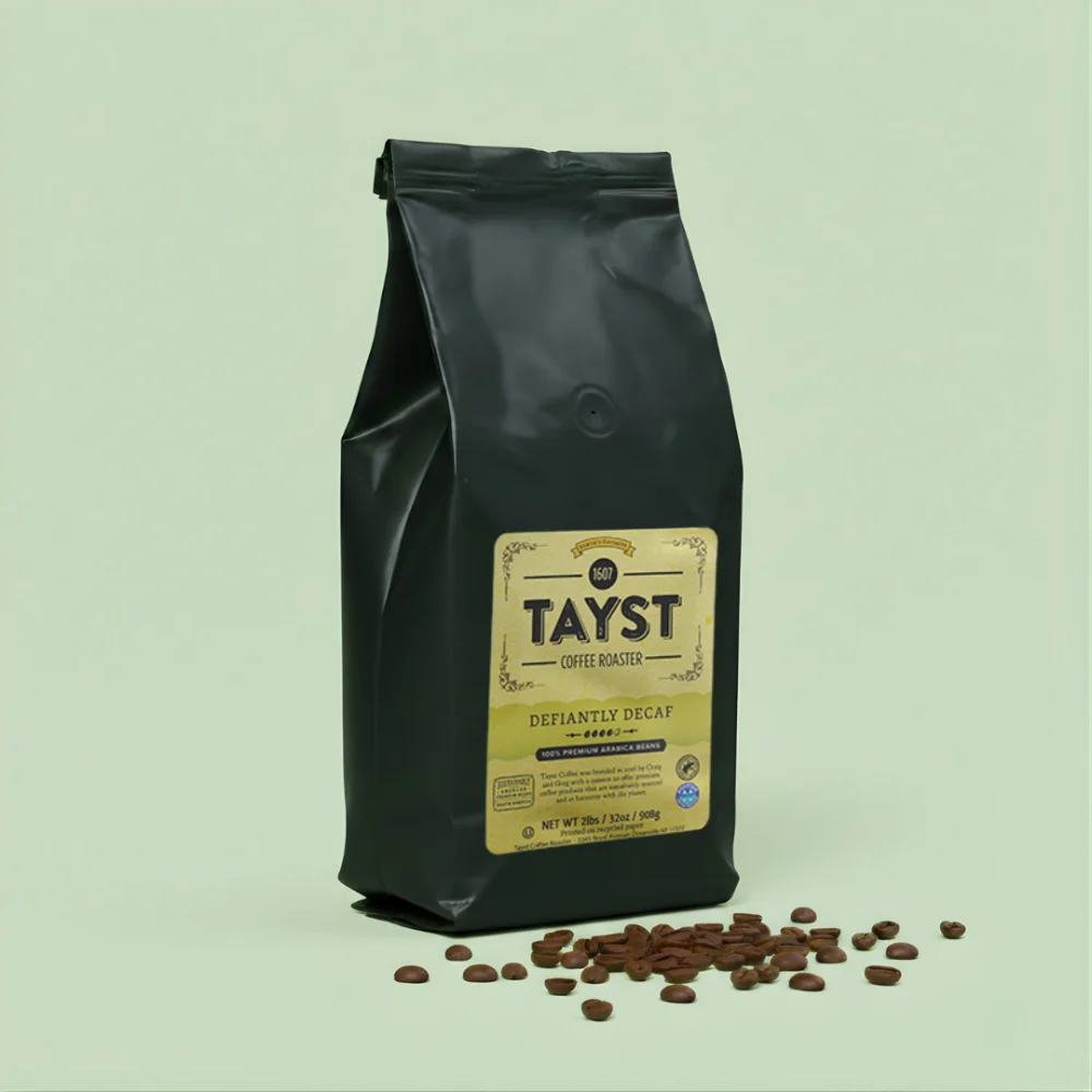 Defiantly Decaf packaging